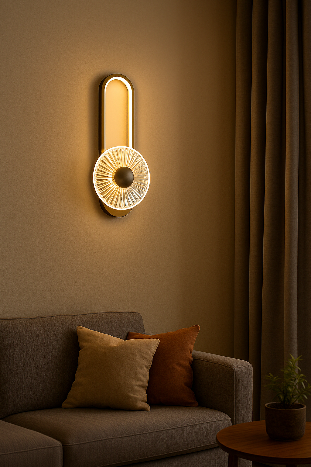 Modern Crystal LED Wall Sconce with Oval Backplate – Luxury Indoor Lighting