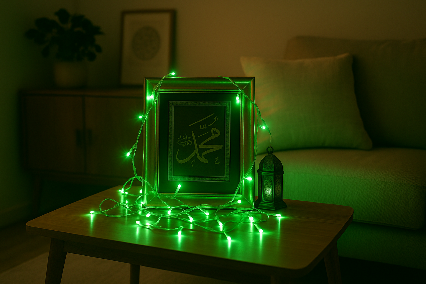 Green LED Fairy 20ft String Lights – Islamic Décor & Celebration Lighting
