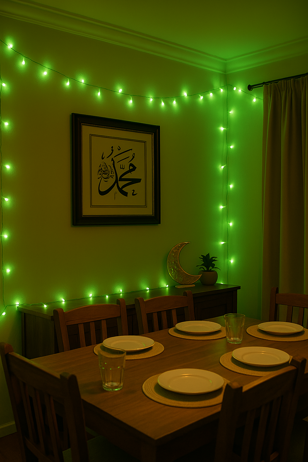 Green LED Fairy 20ft String Lights – Islamic Décor & Celebration Lighting