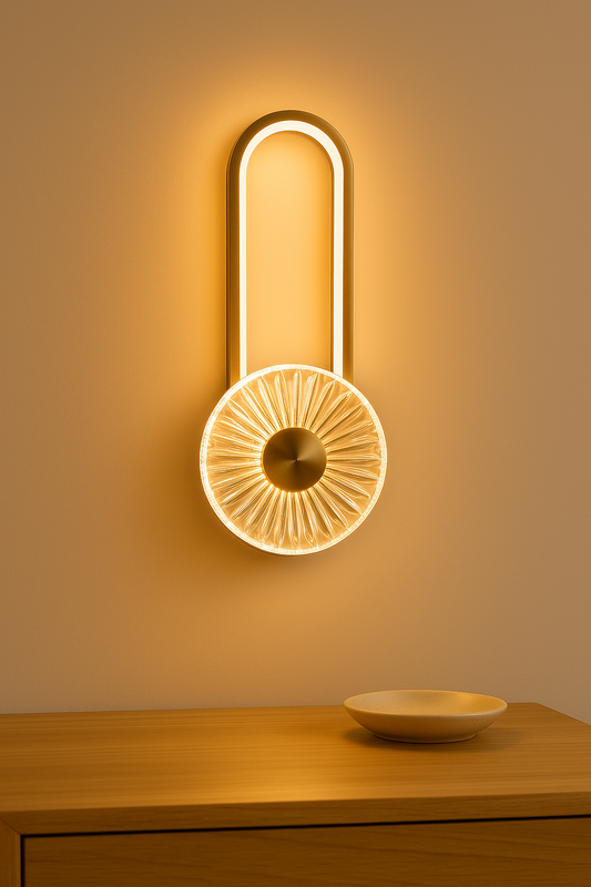Modern Crystal LED Wall Sconce with Oval Backplate – Luxury Indoor Lighting