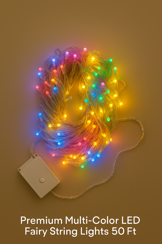 Premium Multi-Color LED Fairy String Lights 50ft | Decorative Festival & Home Lighting